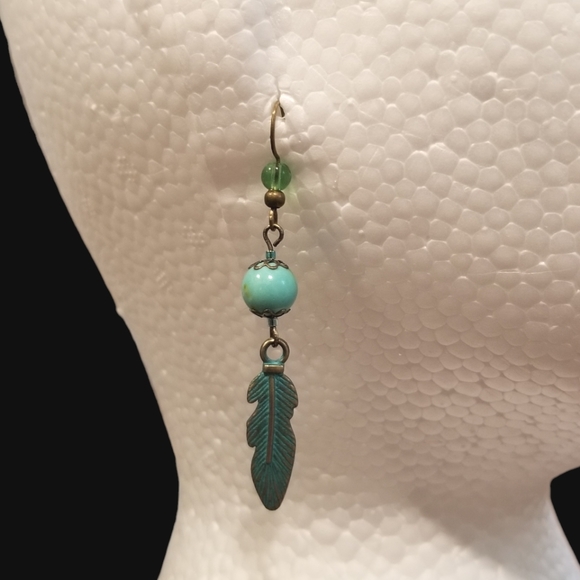 Handmade Turquoise Magnesite Earings, OS - Picture 3 of 4